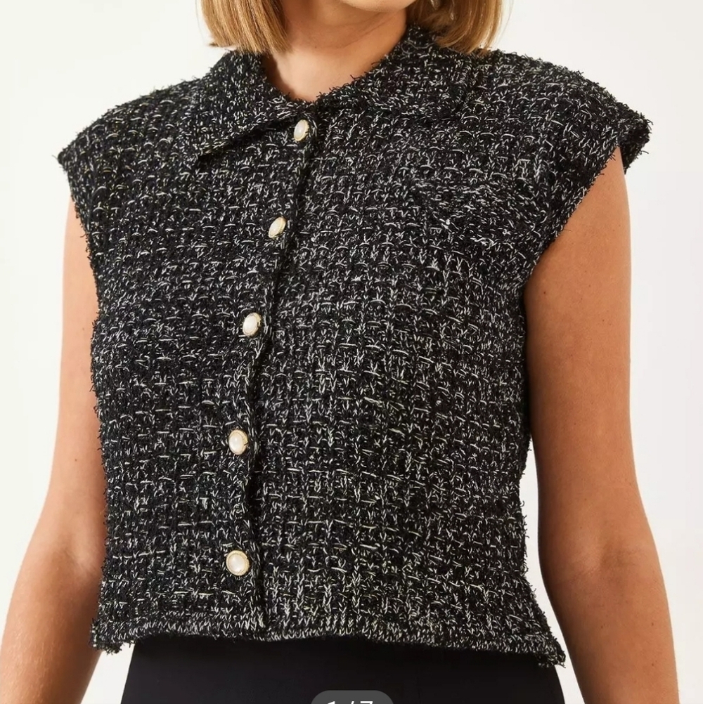 Bianco Lucci Womens Black and Silver Knitwear SZ XS